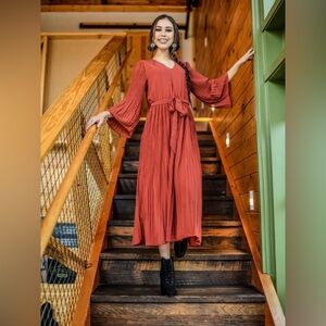 Loveriche Women's 3/4 Sleeve‎ Solid/orange burn Size M